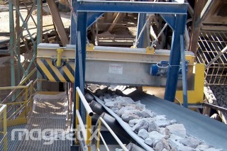 Magnetic separator - removal of tramp iron from limestone.